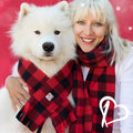 Fleece Buffalo Plaid Dog Scarf, Winter Puppy Scarf, Checkered Red and Black