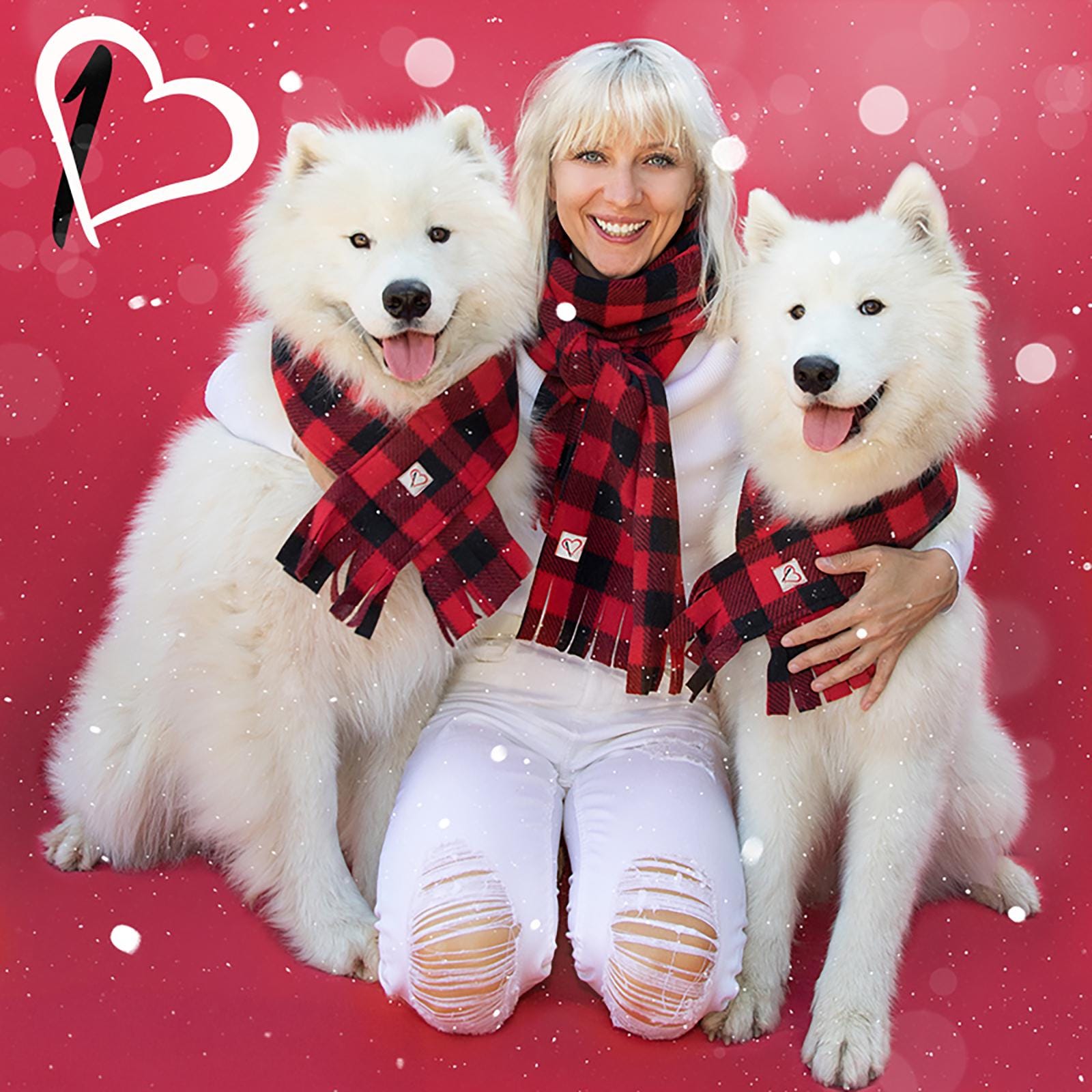 Fleece Buffalo Plaid Human Scarf - Checkered Red and Black Christmas Scarf