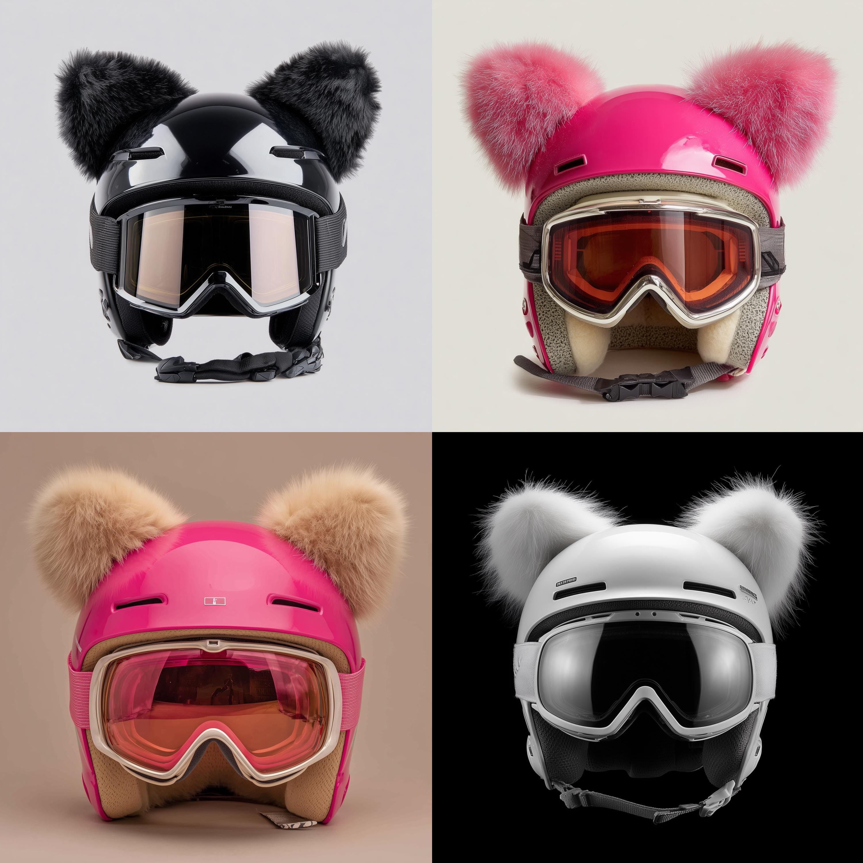 Faux Fur Ski Helmet Ears – Fluffy Cat Style Helmet Accessories for Skiing, and  Snowboarding