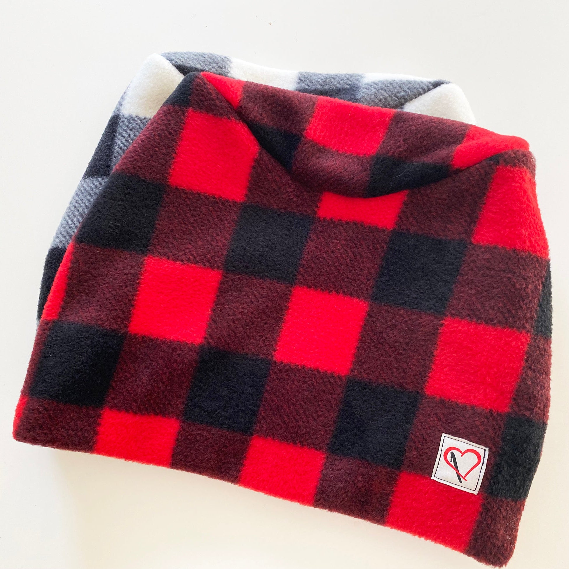 Fleece Buffalo Plaid Human Hat - Checkered Red and Black Christmas Hat