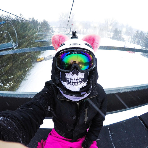 Faux Fur Ski Helmet Ears – Fluffy Cat Style Helmet Accessories for Skiing, and  Snowboarding